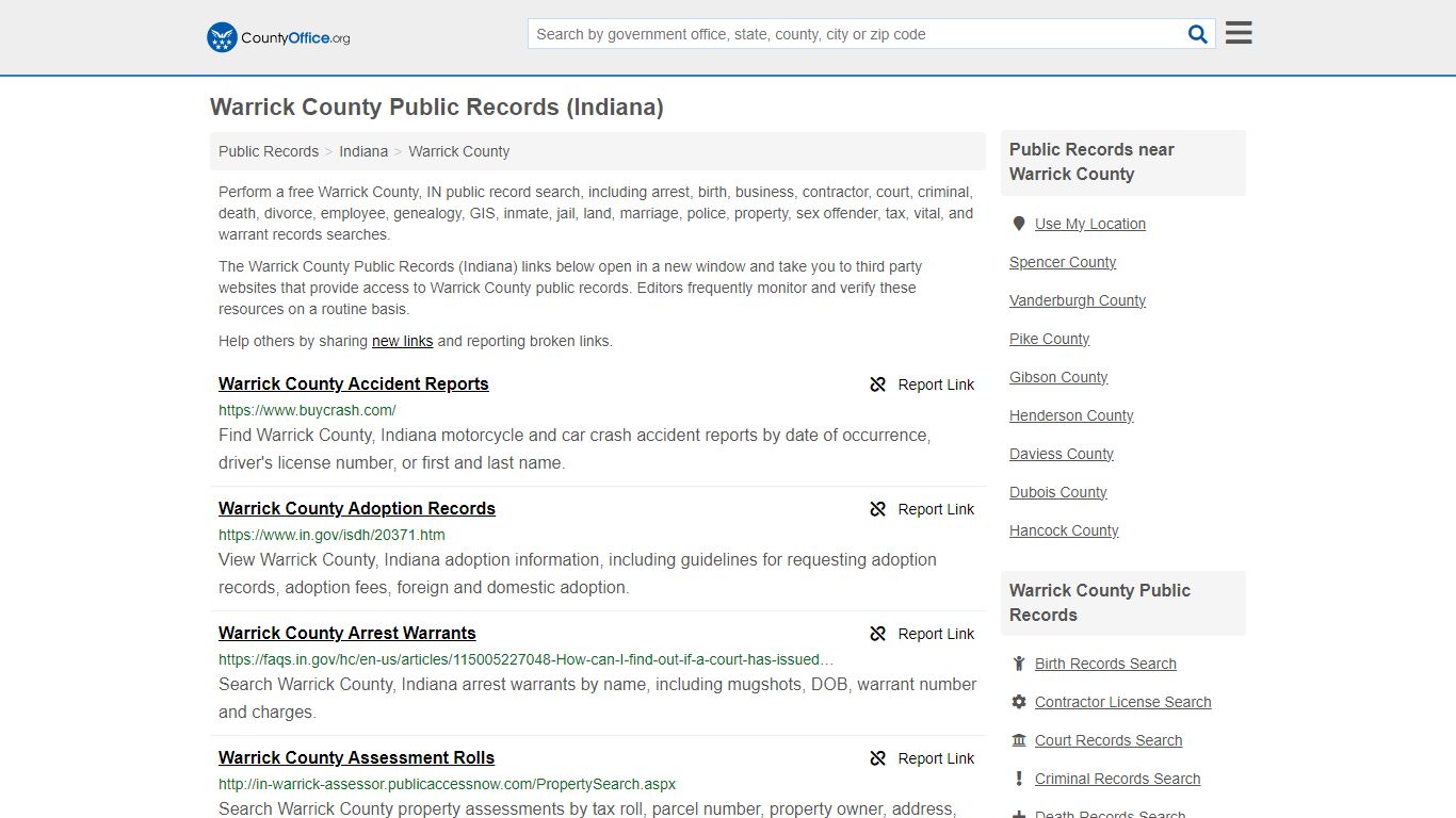 Warrick County Public Records (Indiana) - County Office